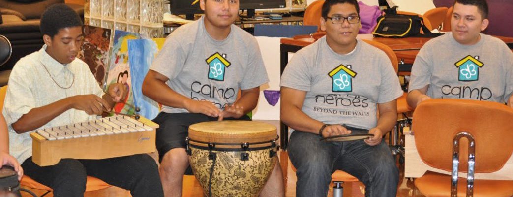 Photo: Camp Heroes Youth in a Drum Circle